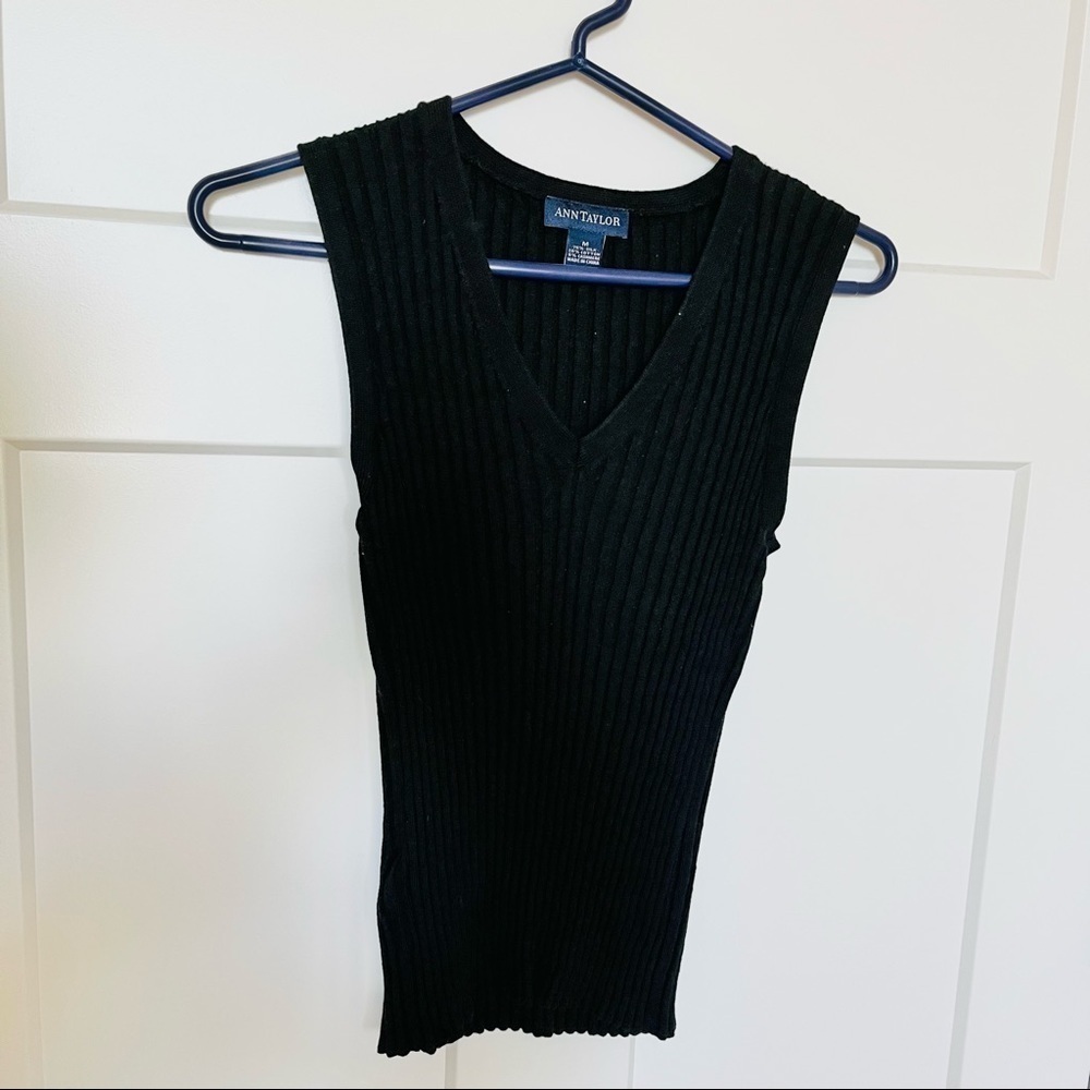 Vintage Y2K Ann Taylor Ribbed V Neck Tank Top Size Medium